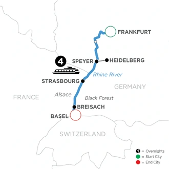 tourhub | Avalon Waterways | Christmastime in Alsace & Germany (Southbound) (Imagery II) | Tour Map