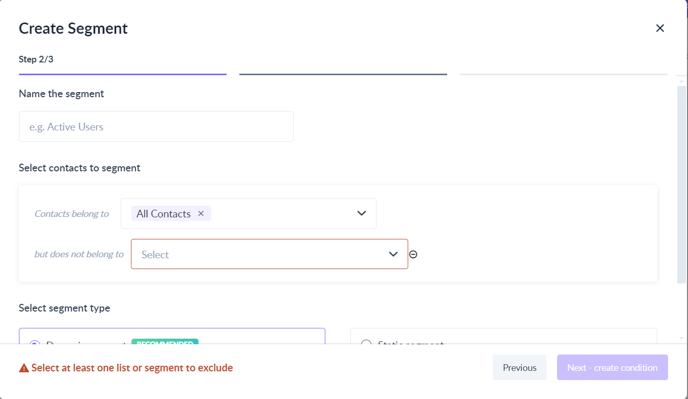 How to exclude contacts from a segment?