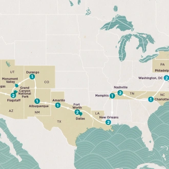 tourhub | Topdeck | Get Social: USA East to West 2025-26 | Tour Map