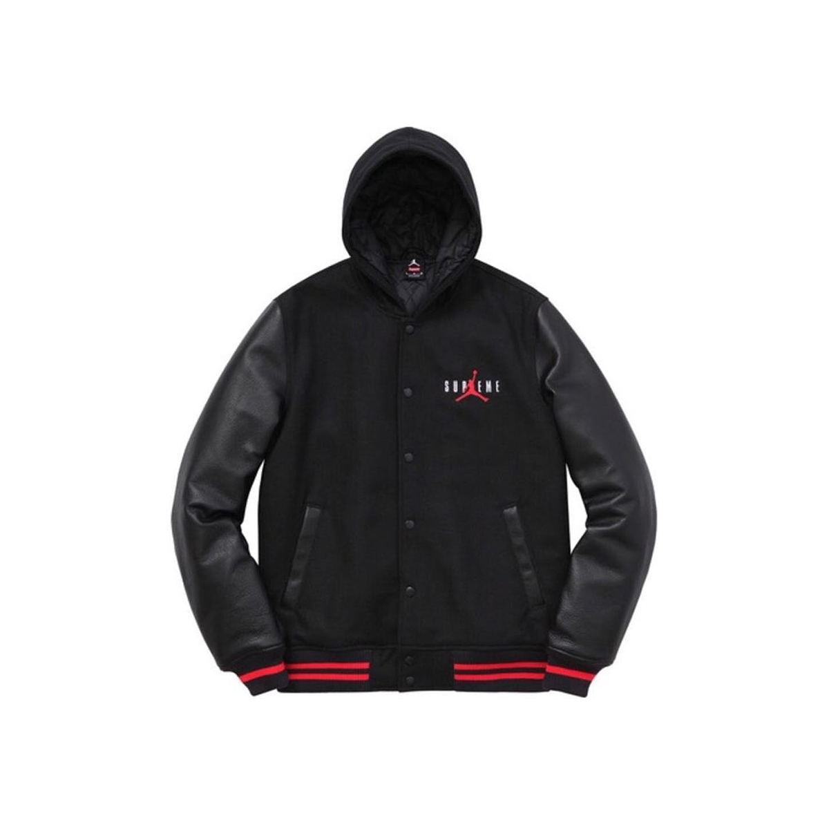 x Supreme Hooded Varsity Jacket Black (FW15)