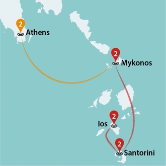 tourhub | Travel Talk Tours | Athens+3 Island Explorer-2025 | Tour Map