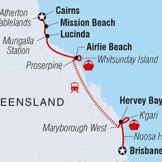 tourhub | Intrepid Travel | Brisbane to Cairns Adventure | Tour Map