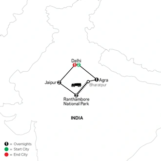 tourhub | Cosmos | India: Land of the Taj & Tigers | Tour Map