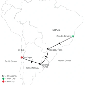 tourhub | Globus | Brazil & Argentina Escape with Santiago | Tour Map