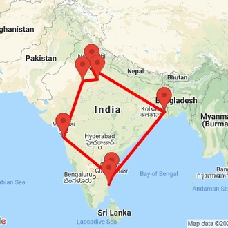 tourhub | Agora Voyages | Colonial Cities & Golden Triangle Tour of India | Tour Map