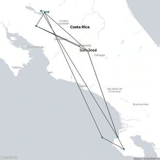 tourhub | Destiny Travel Costa Rica | 10 Days: Costa Rica Pure Nature | Tour Map