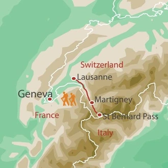 tourhub | UTracks | Via Francigena Switzerland: Lausanne to the Great St Bernard Pass | Tour Map