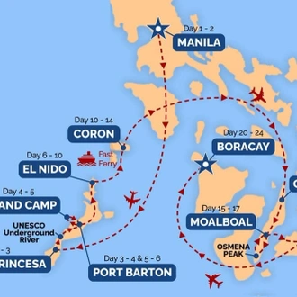 tourhub | One Life Adventures | Philippines Expedition 23 Day Tour | Tour Map