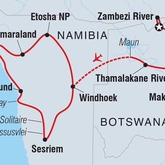 tourhub | Intrepid Travel | Premium Botswana & Namibia | Tour Map