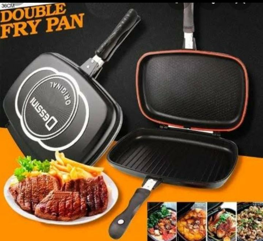 Two-sided Double Grill Non-stick Pan - Black