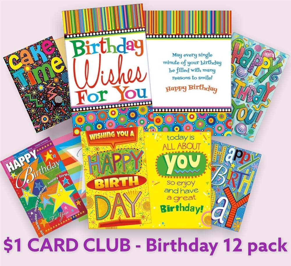 $1 CARD CLUB - Birthday 12 Pack