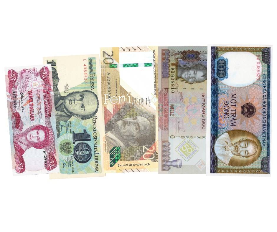 5 Foreign Banknotes Birthday Gift