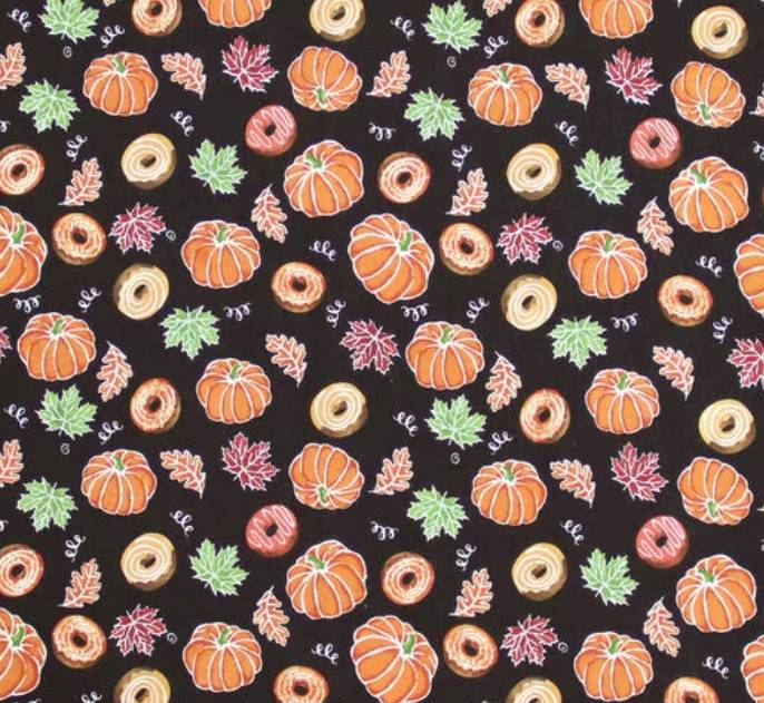 Mini Pumpkins and Donuts Cotton Fabric - 1 yd