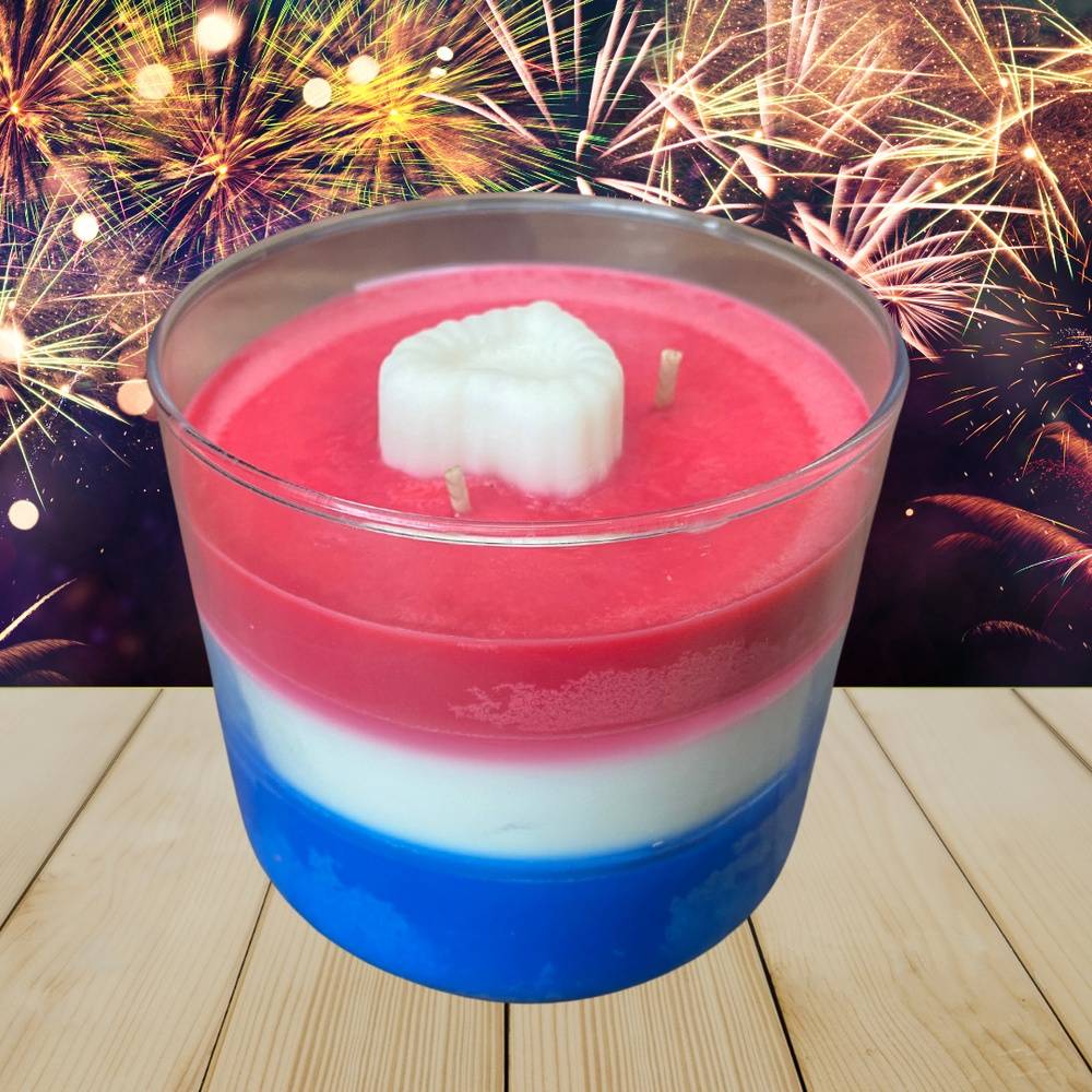 Red, White & Blue Layered Candle