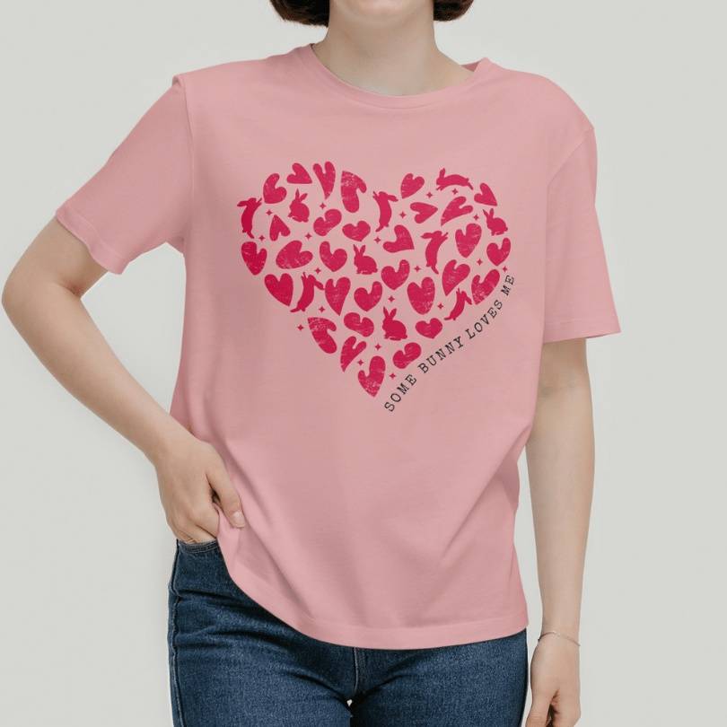 Some Bunny Loves Me T-Shirt for Bunny Mom in Pink Color