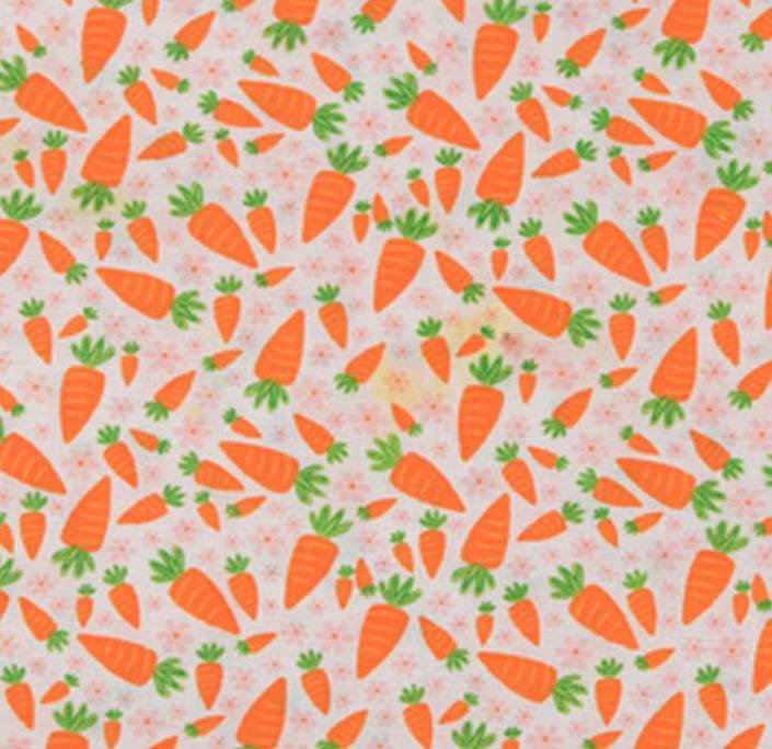 Orange Carrots and Flowers Cotton Fabric - 1 yd