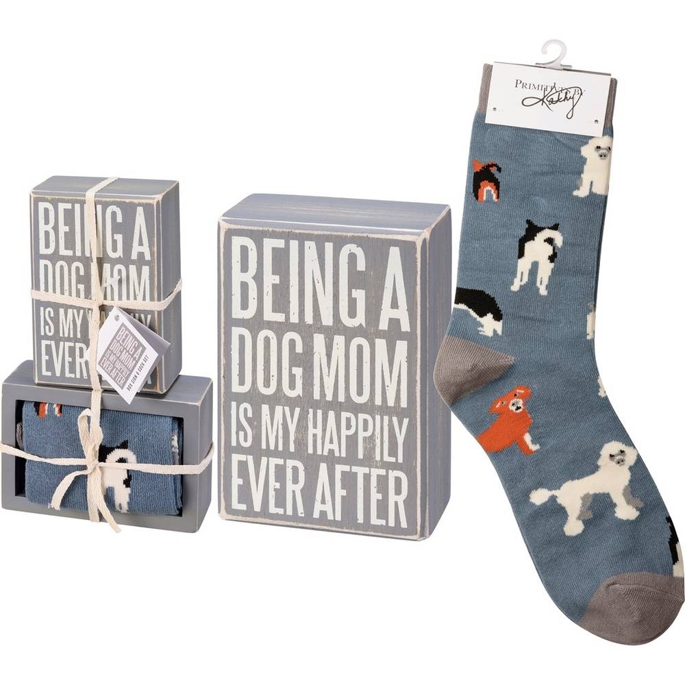 Dog Mom Box Sign and Sock Set