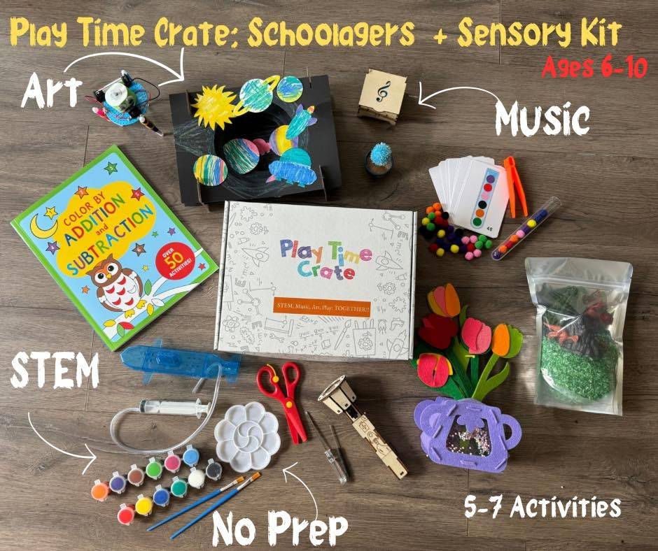 Play Time Crate: Schoolagers (ages 6-10) + Extra Sensory Kit