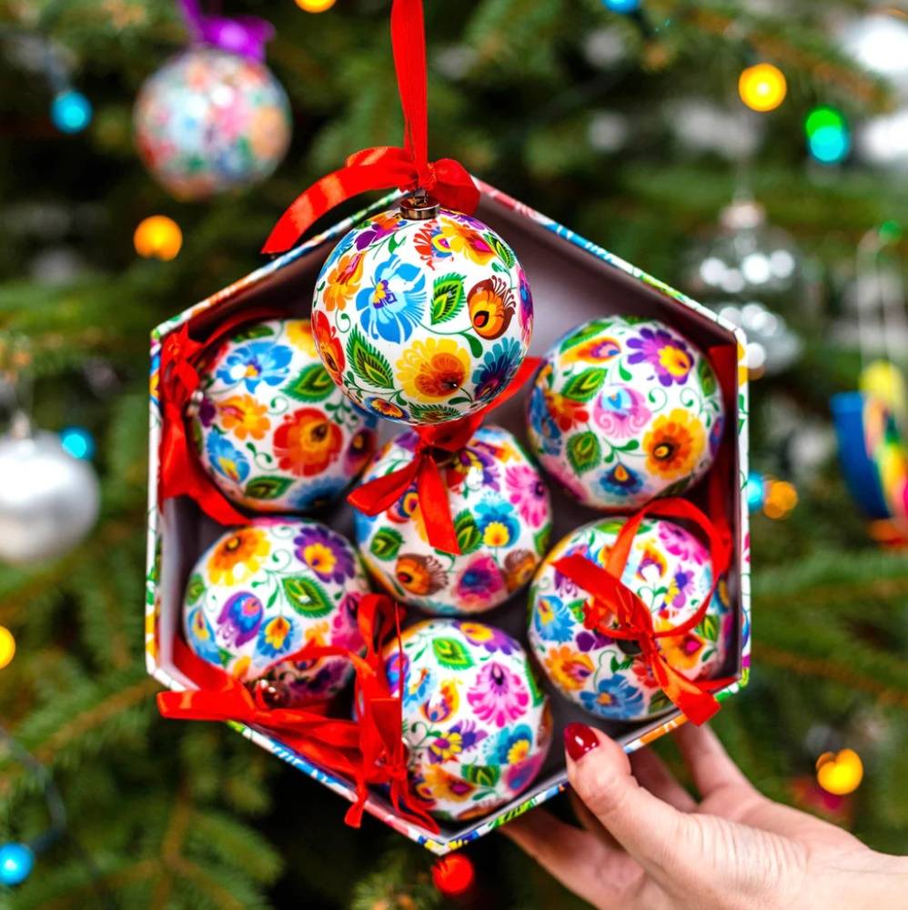Polish Folk Art Christmas Ornaments Set