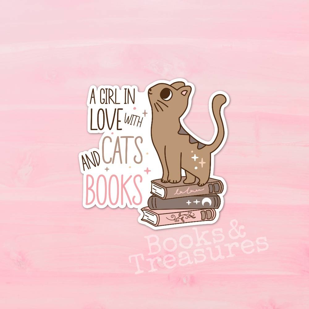 Books and Cats Vinyl Sticker