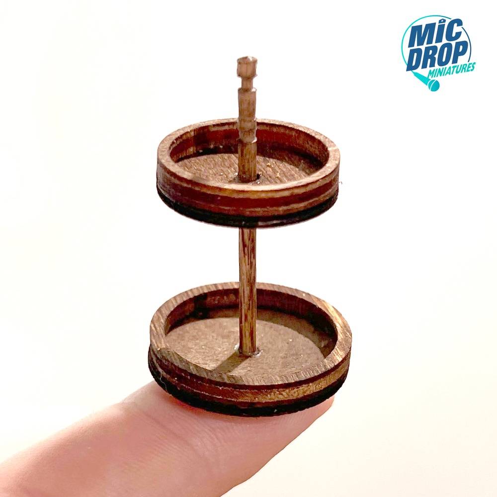 Miniature Tiered Tray; Decor Farmhouse Style 1:12 Dollhouse Scale