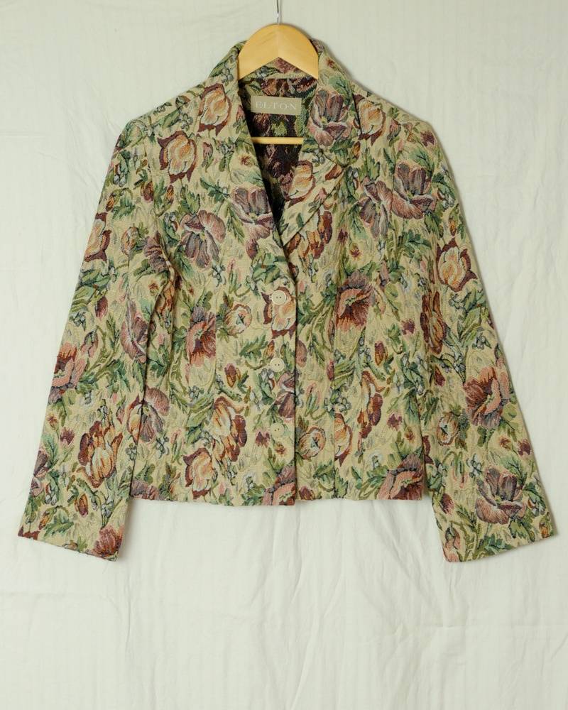Recycled blazer jakke med blomsterprint
