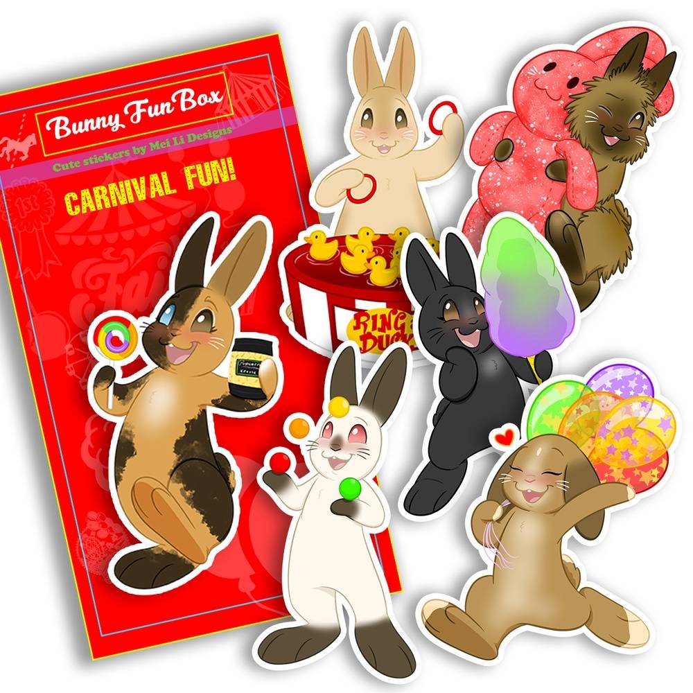 Carnival Fun Vinyl Bunny Stickers