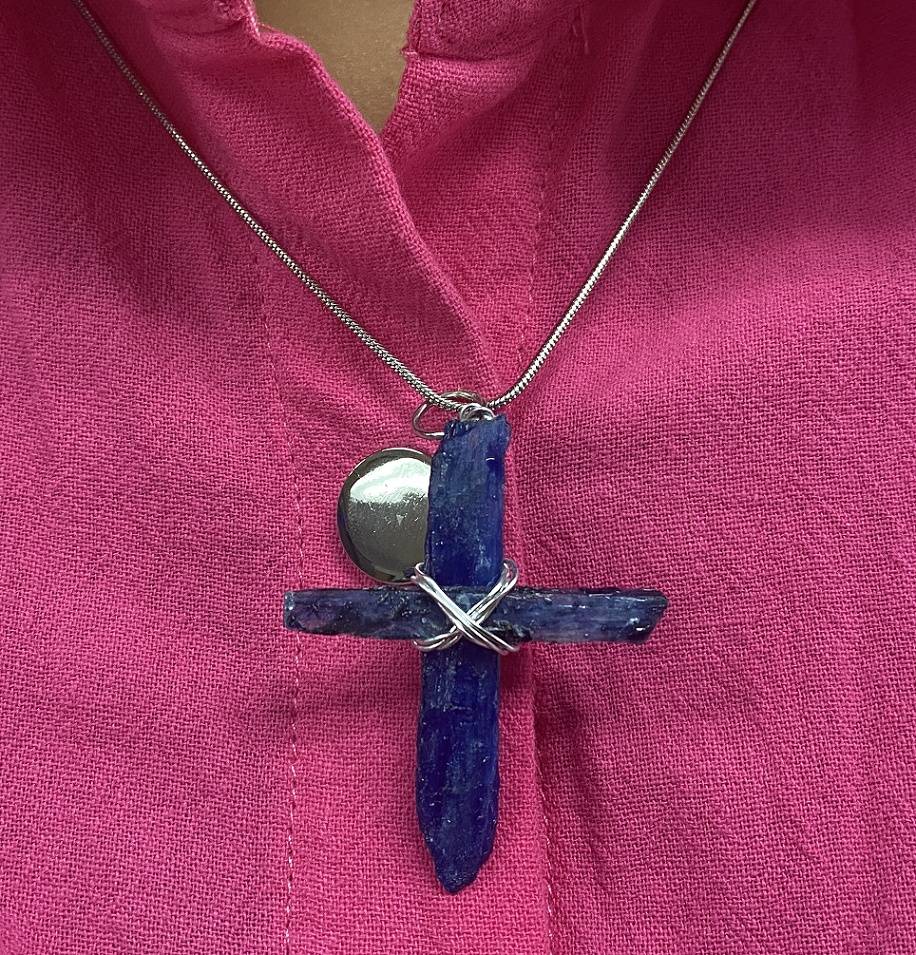 Blue Kyanite Cross Necklace