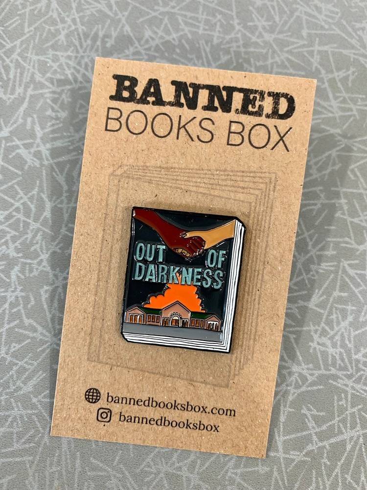 Out of Darkness book cover pin