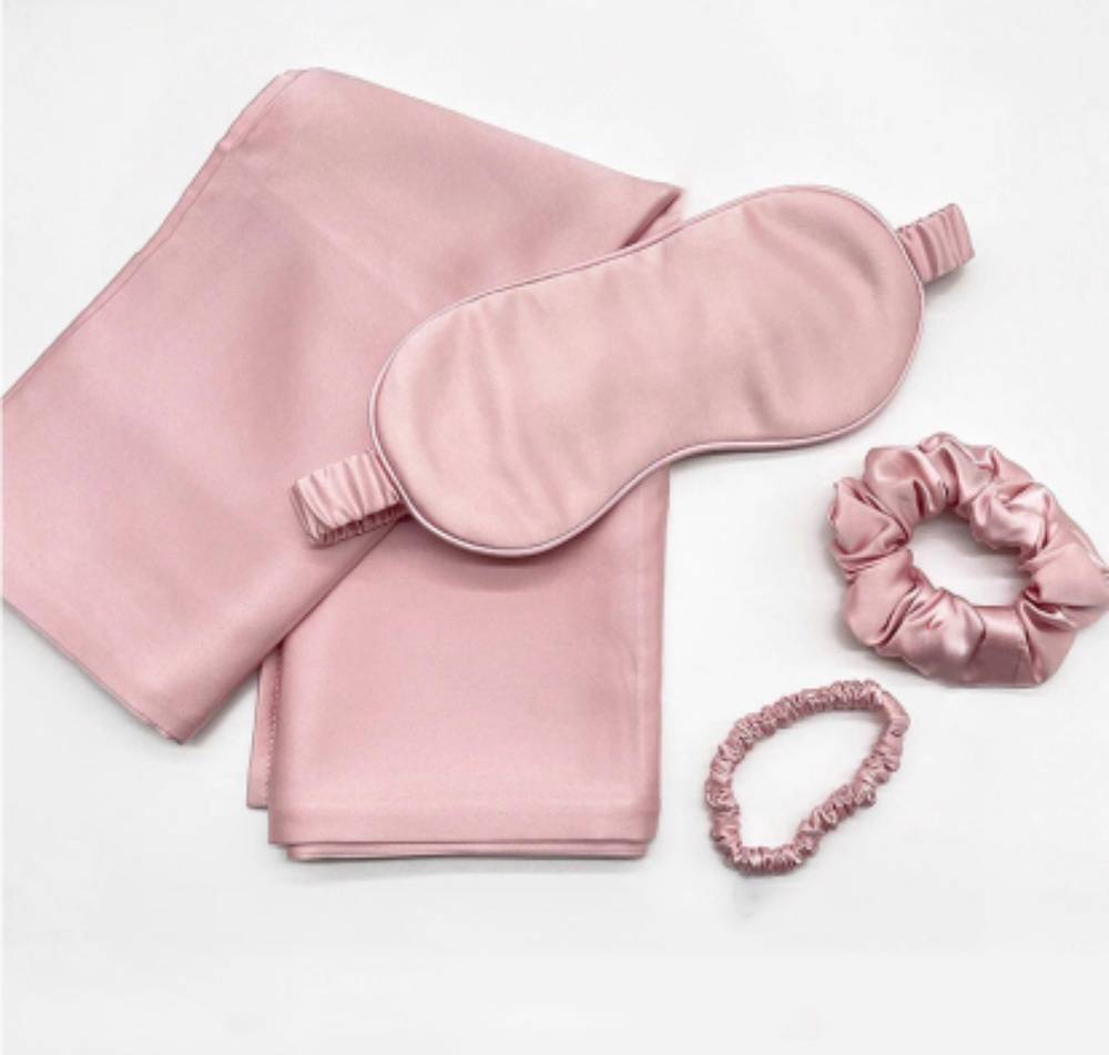 Satin Sleep Mask, Pillow Case & Scrunchie Gift Set