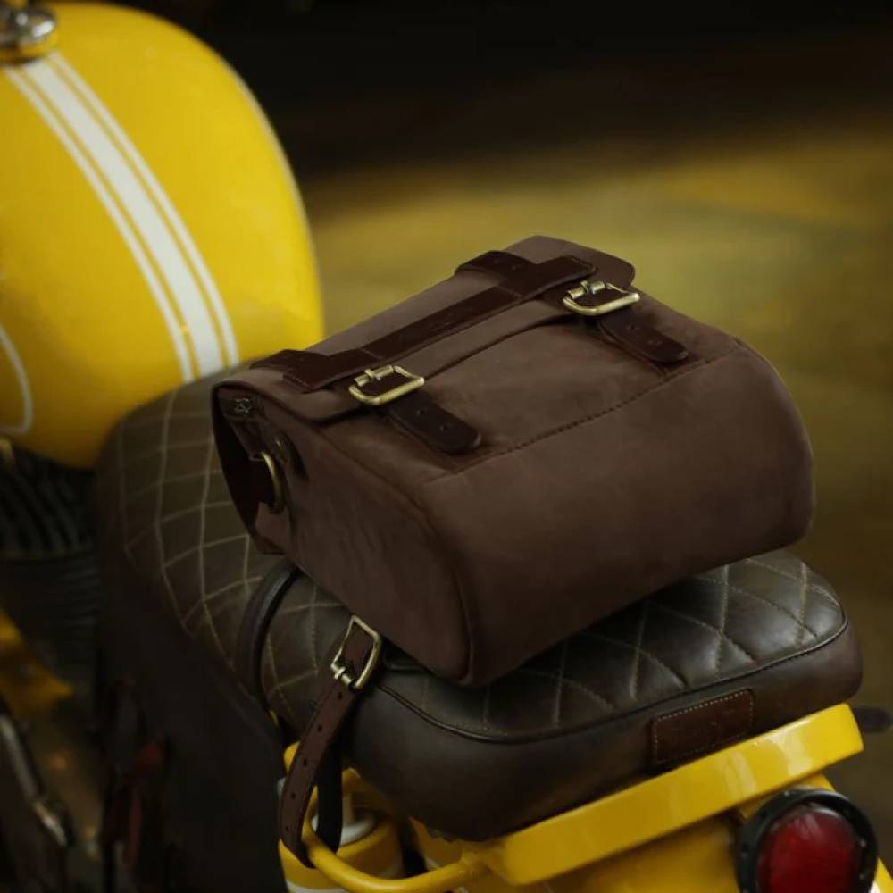 Trip Machine Leather Tank & Tail Bag - Brown