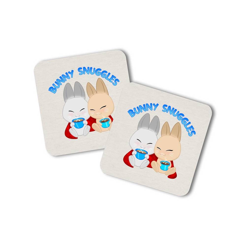 Set of 2 Bunny Snuggles Coasters