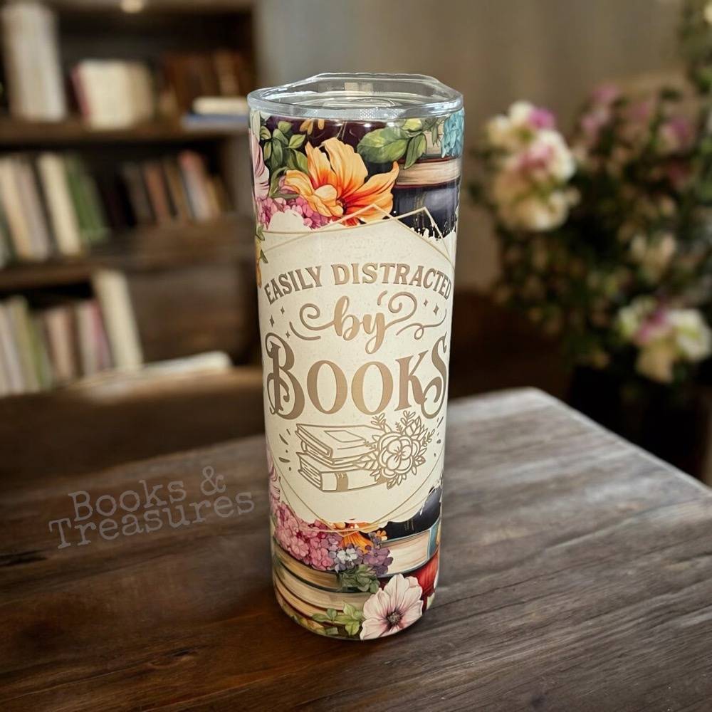 Easily Distracted by Books Floral 20oz Tumbler