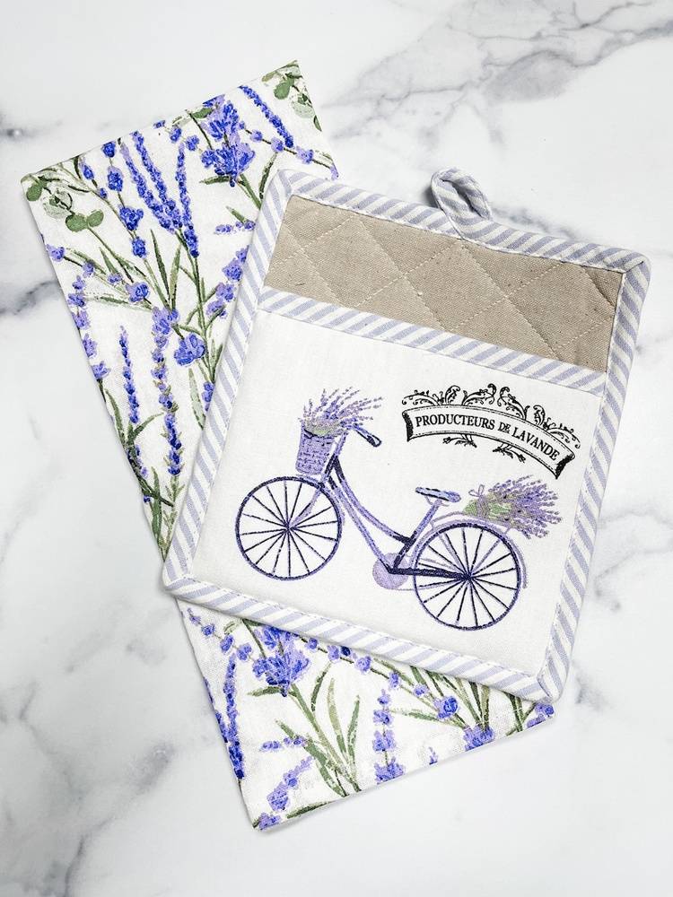 Lavender Pot Holder &  Tea Towel Set