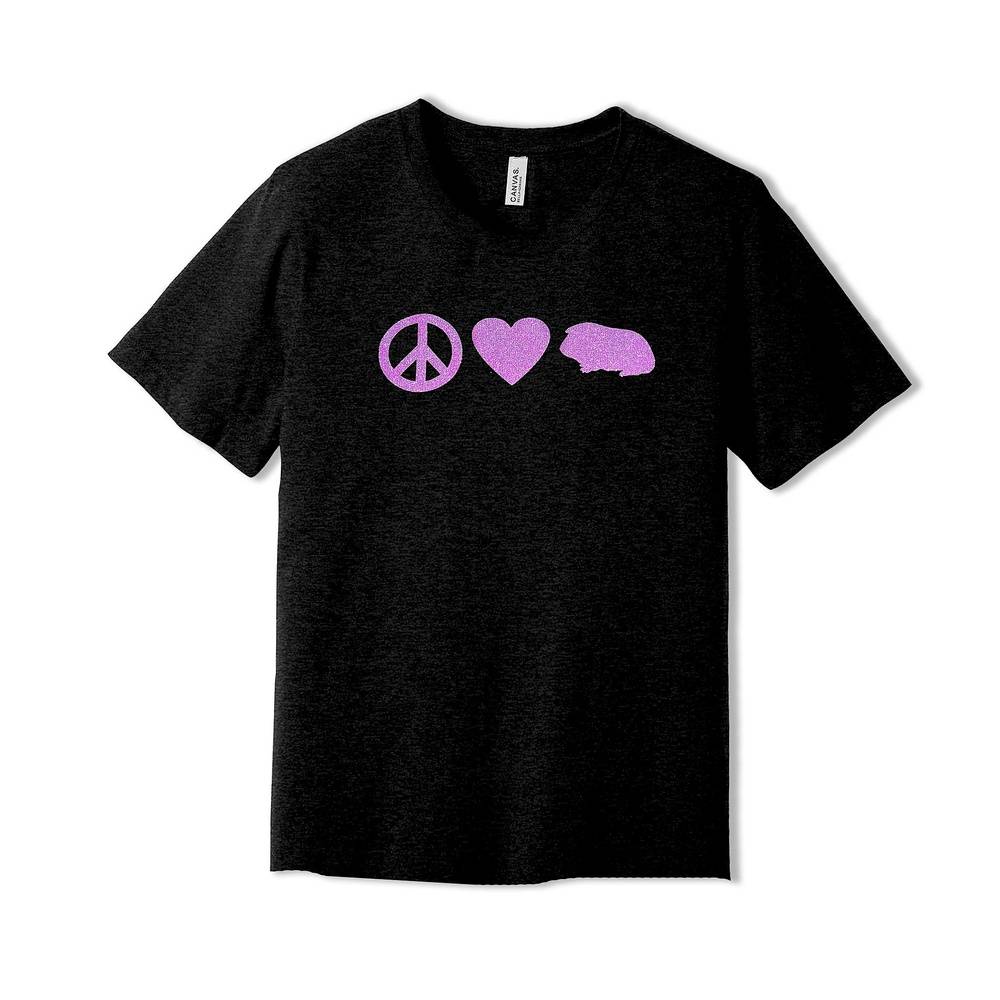 Peace Love Guinea Pigs Purple Glitter
