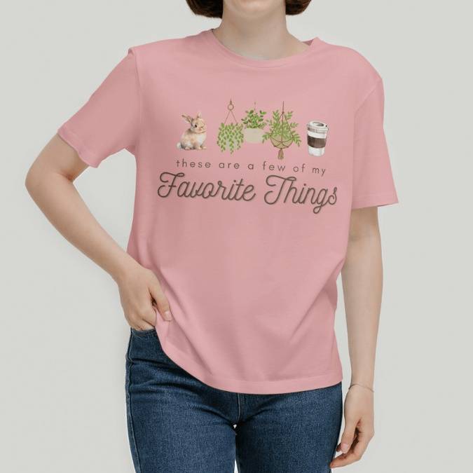 These are a few of my favorite things T-Shirt for Bunny Mom in Heather Pink