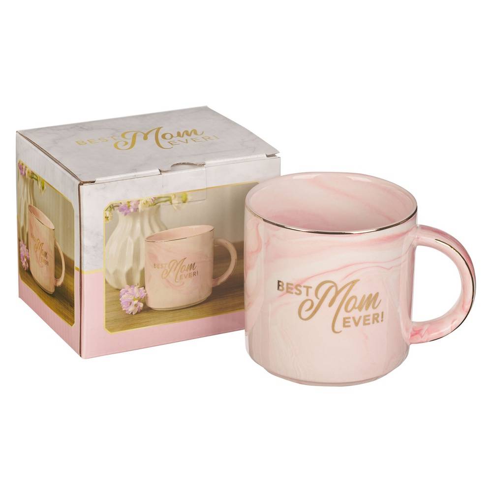 Best Mom Ever Pink Marbled Ceramic Mug