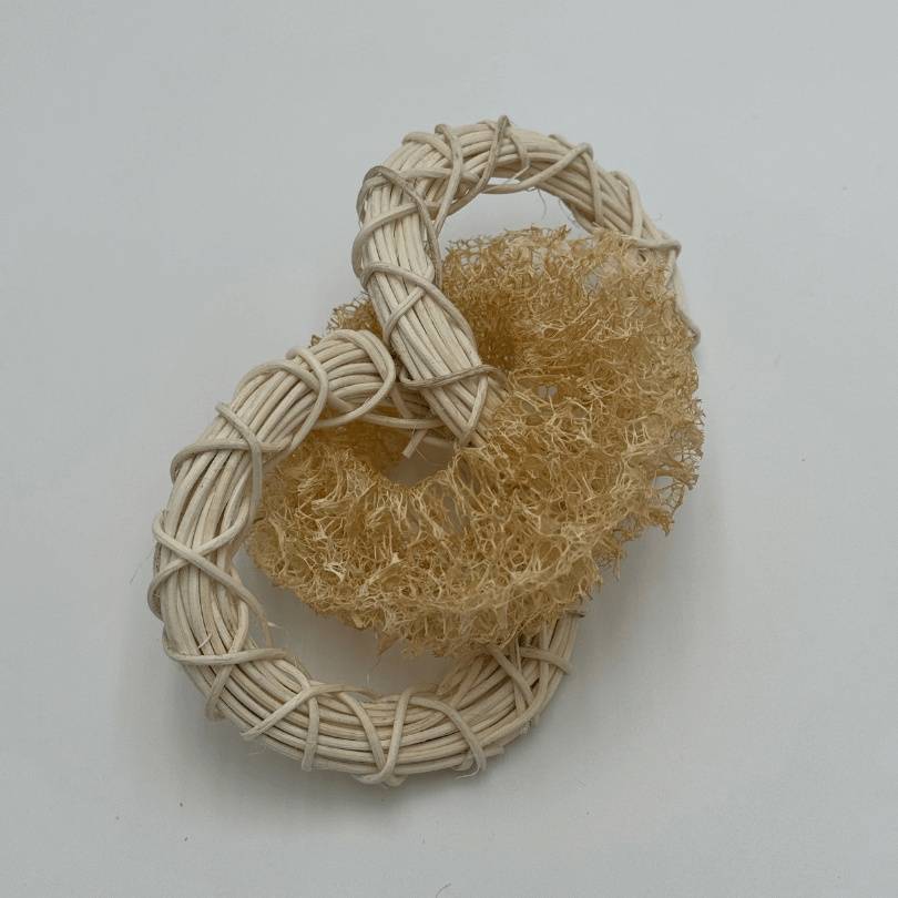 Loofah and vine chew rings for bunnies