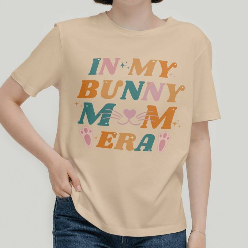 'In My Bunny Mom Era' T-Shirt for Rabbit Mom in Oatmeal Color