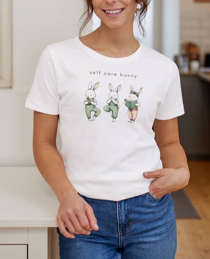 Self Care Bunny T-Shirt for Rabbit Mom