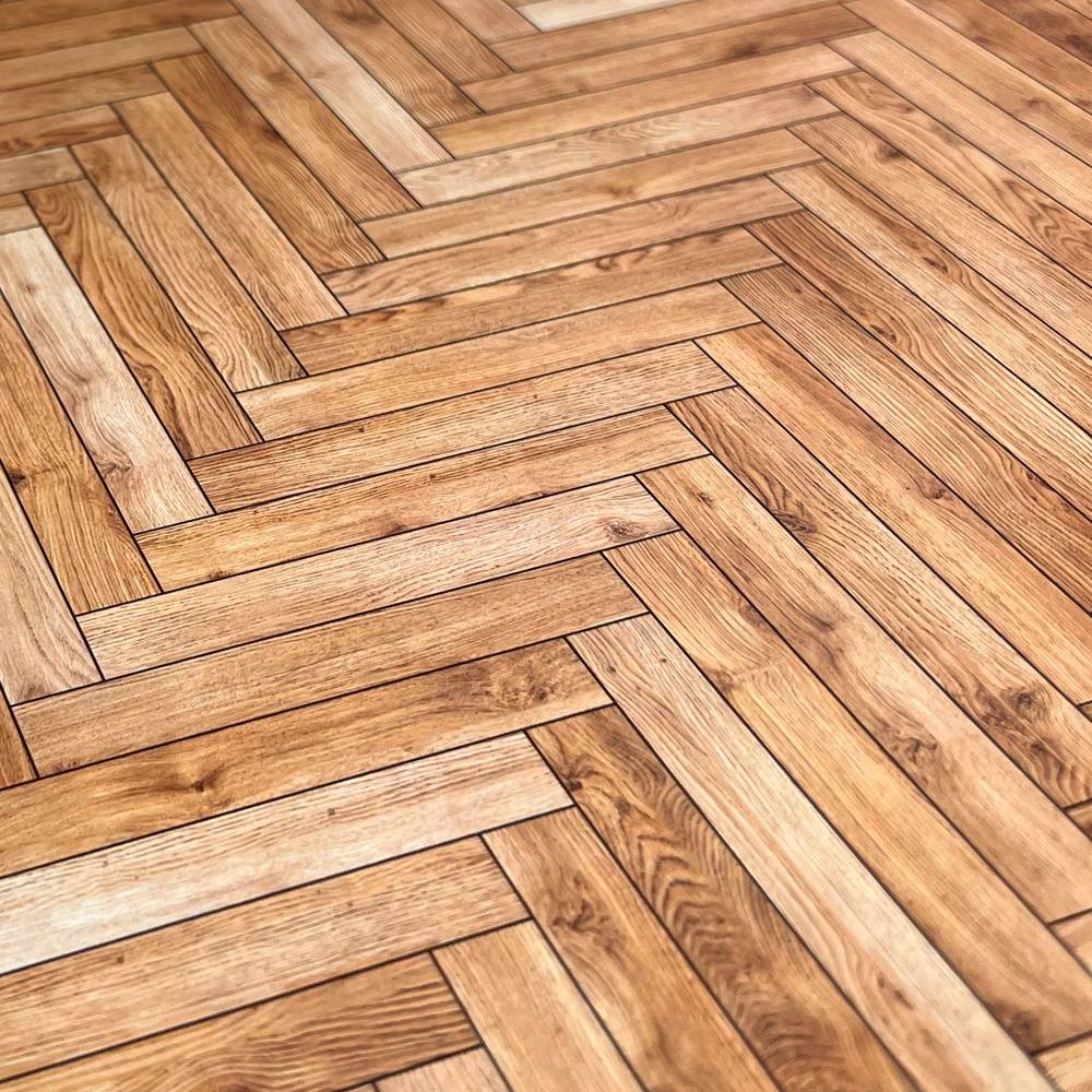 Wood Herrbone Printable Flooring- Brown