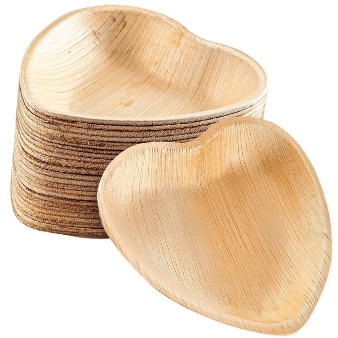 4"  Palm Leaf Heart Shaped Edible Bowls for Bunnies