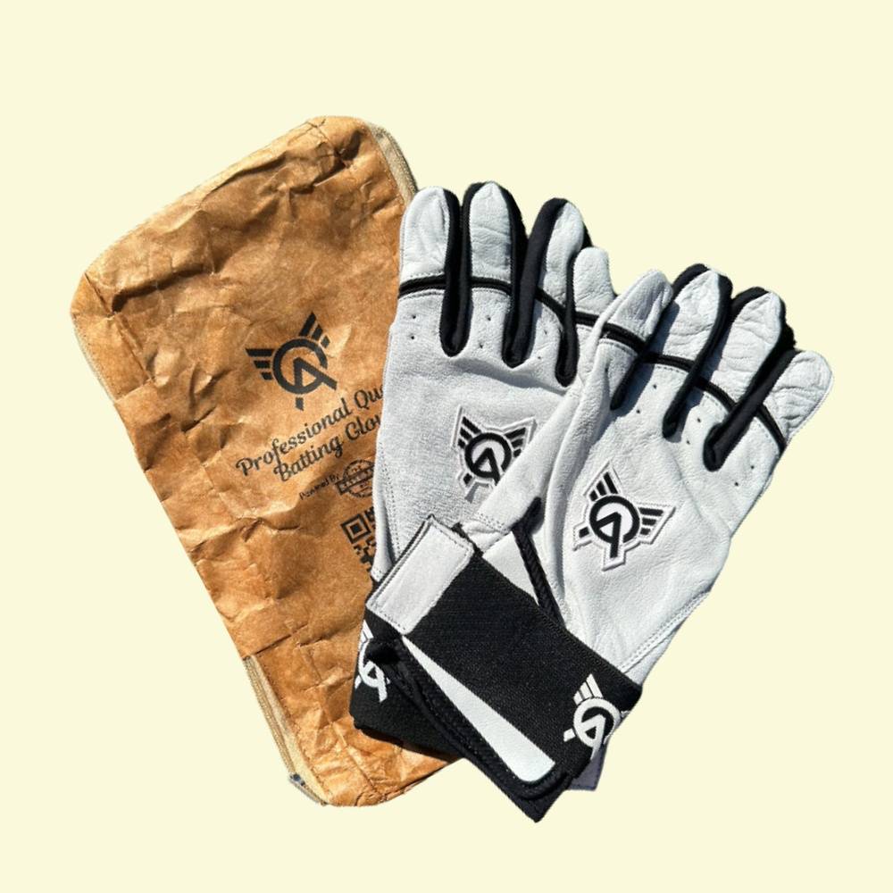 Batting Gloves w/ Wrist Wrap - ADULT (White)