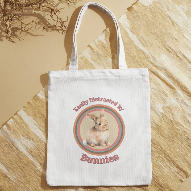 'Easily Distracted By Bunnies' Tote Bag for Rabbit Mom