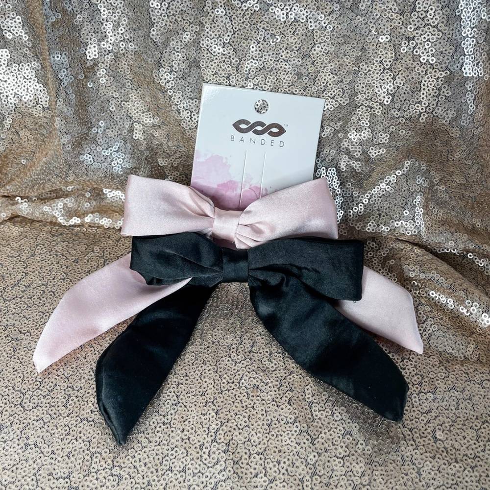 Silver Add On - Banded Satin Bow Set