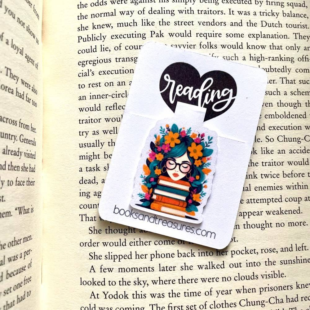 Bookish Girl with Flowers in her Hair Magnetic Bookmark