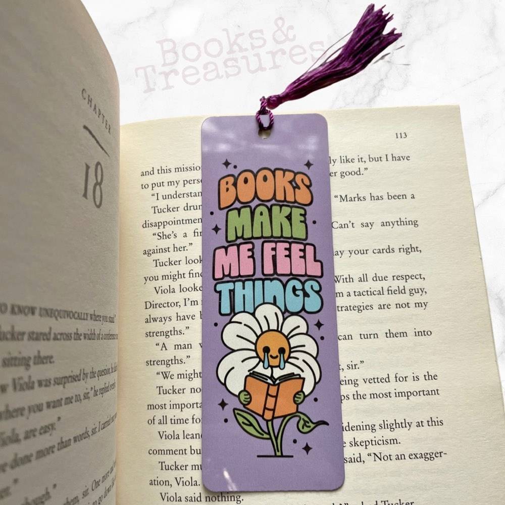 Books Make Me Feel Metal Bookmark Bookish Gift