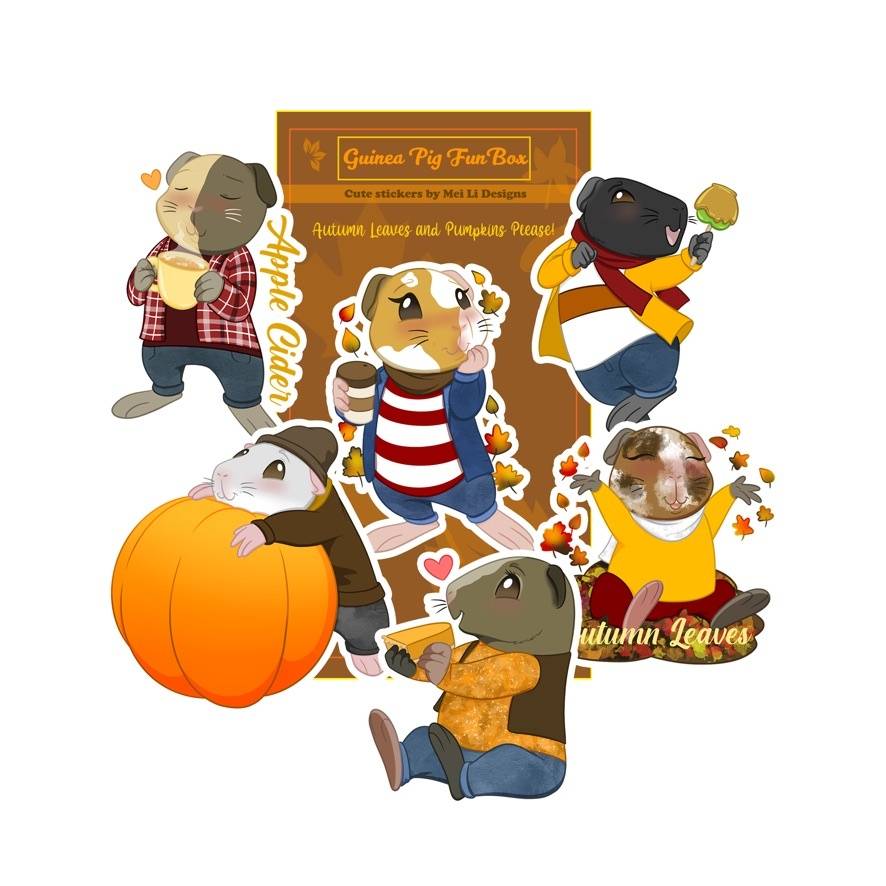 Autumn Piggies Stickers