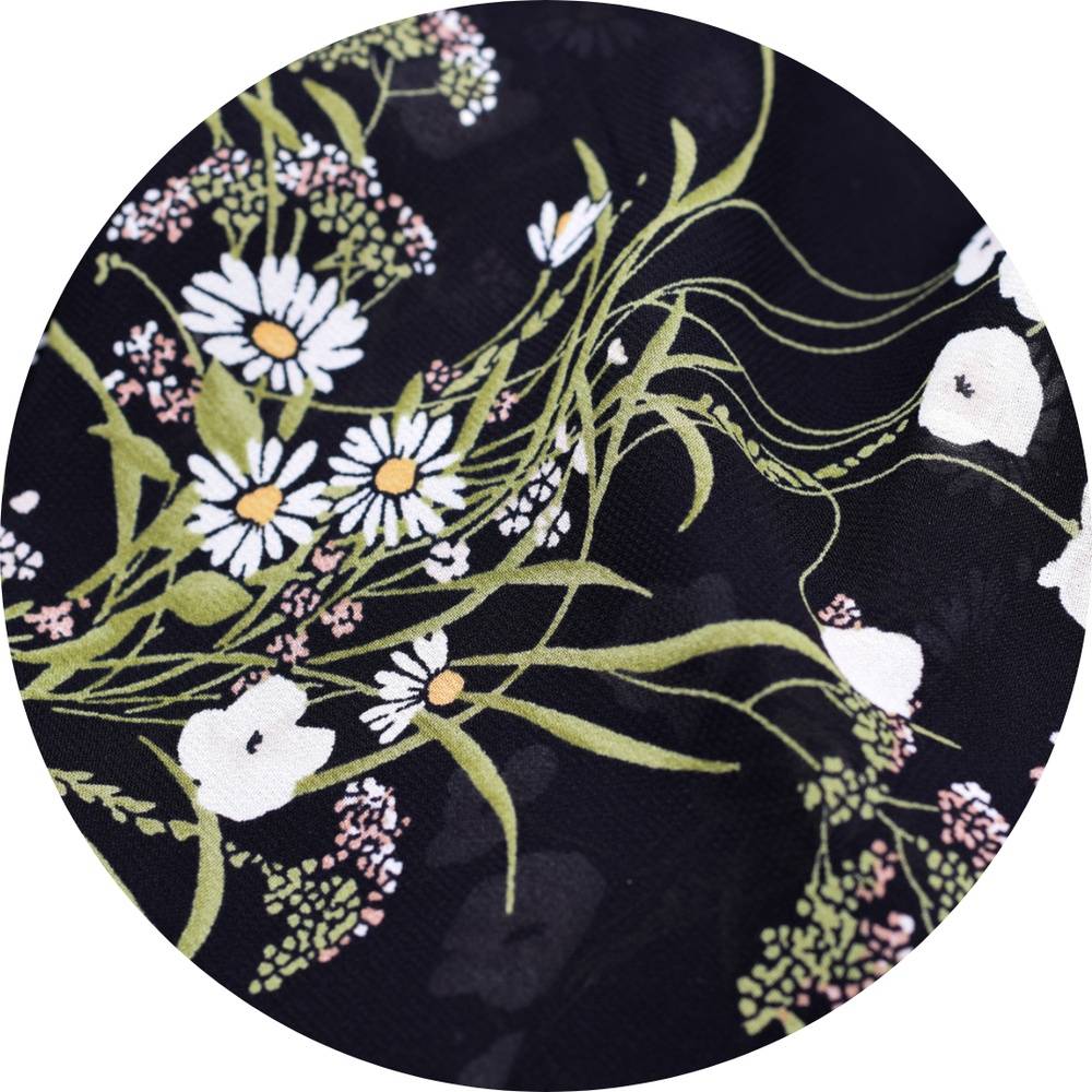 Black Bouquet Georgette - 5 yards