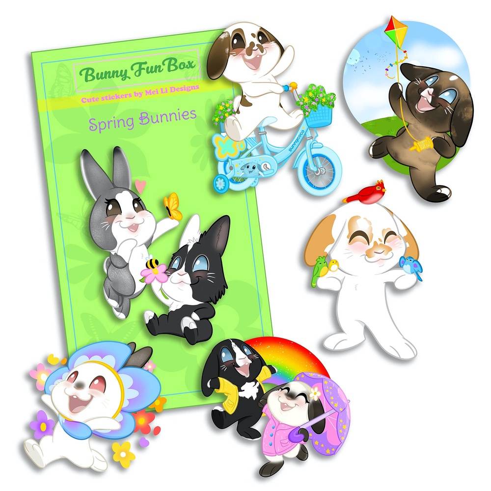 Spring Bunnies Vinyl Stickers